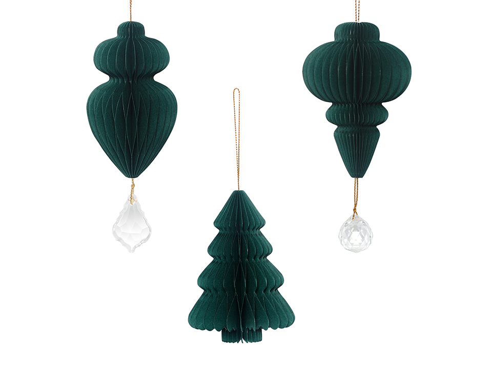 Dark Green Christmas Paper Honeycomb Ornaments-02.jpg